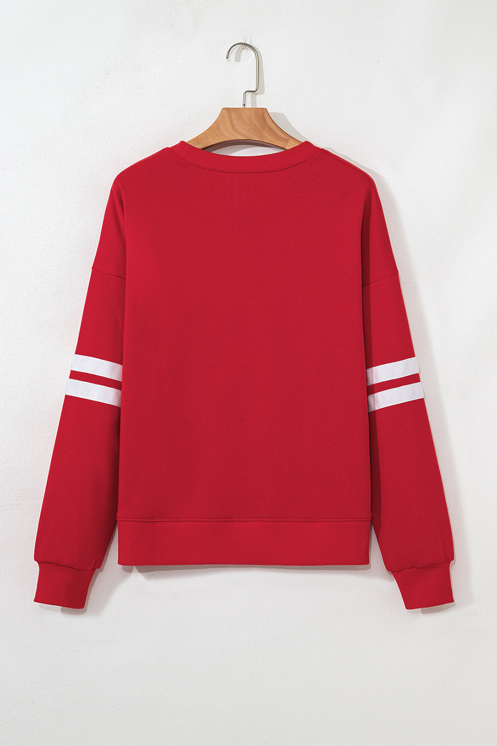 Fiery Red Varsity Striped Detail Drop Shoulder Oversized Sweatshirt
