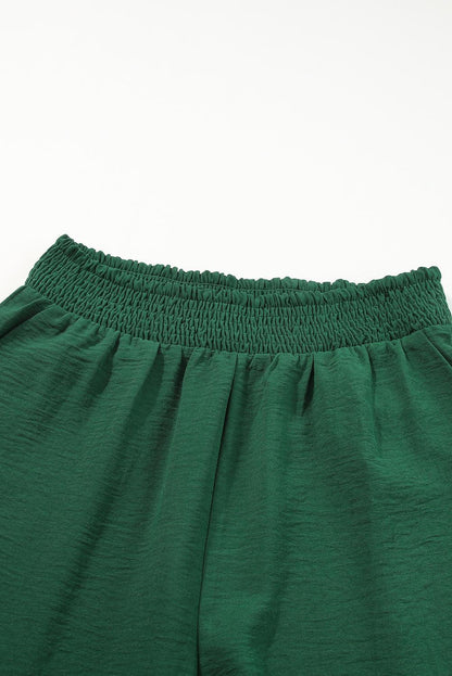 Green Square Neck Smocked Peplum Top and Pants Set - L & M Kee, LLC