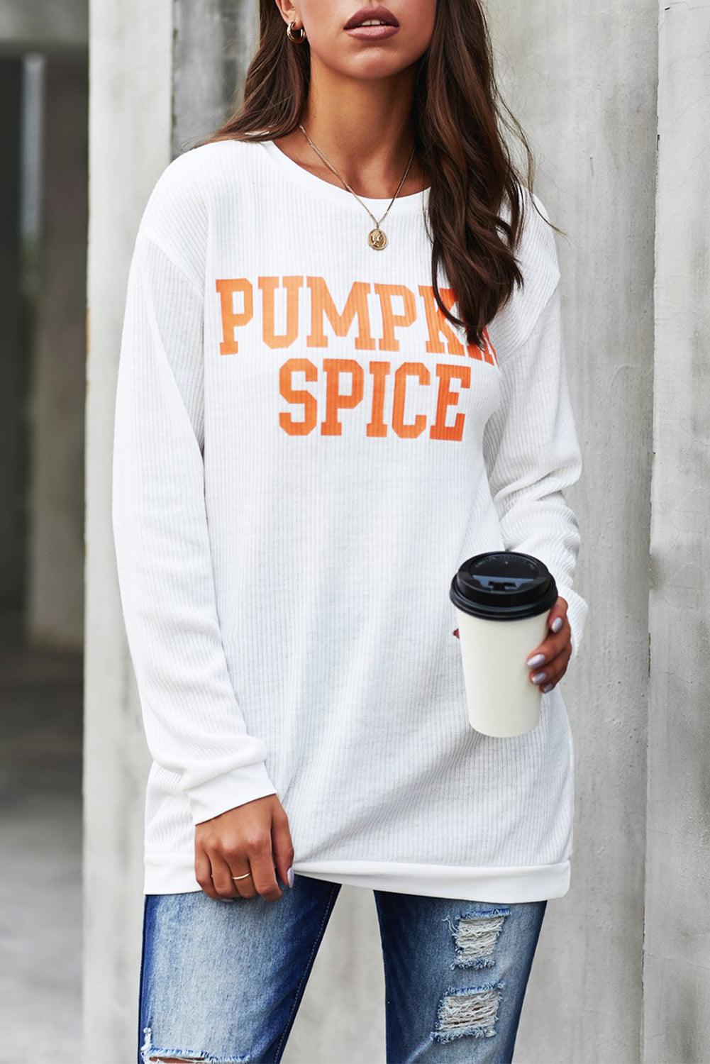 PUMPKIN SPICE Graphic Pullover Knit Top - L & M Kee, LLC