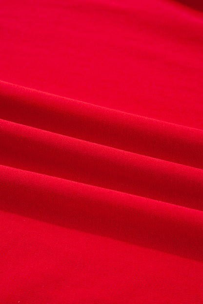 Fiery Red Varsity Striped Sleeve Drop Shoulder Sweatshirt and Short Set