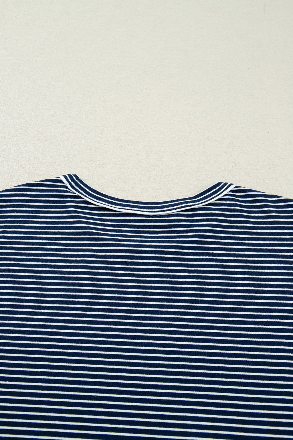 Blue Stripe Drop Shoulder Round Neck Long Sleeve Tee and Buttoned Shorts 2pcs Lounge Set