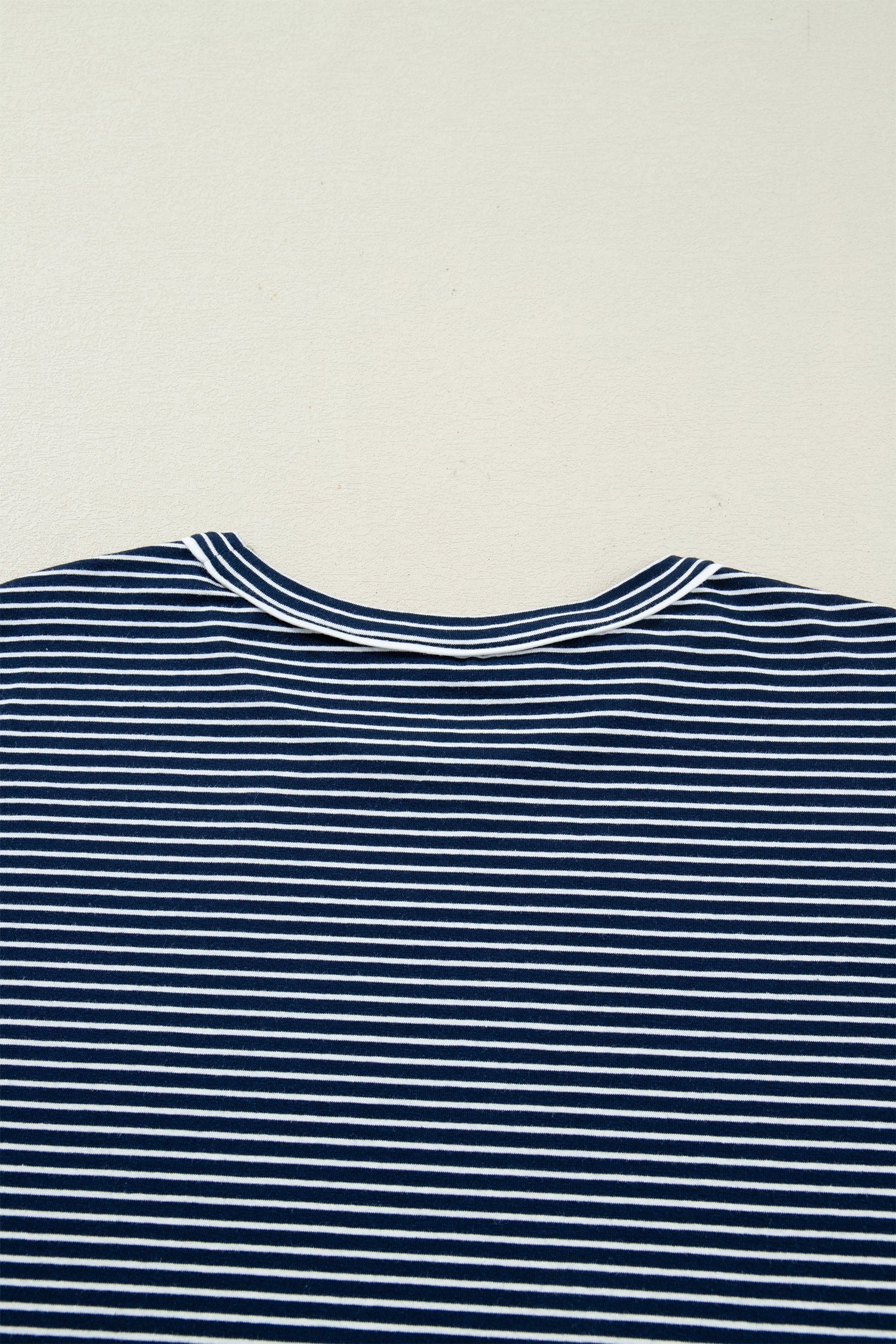 Blue Stripe Drop Shoulder Round Neck Long Sleeve Tee and Buttoned Shorts 2pcs Lounge Set