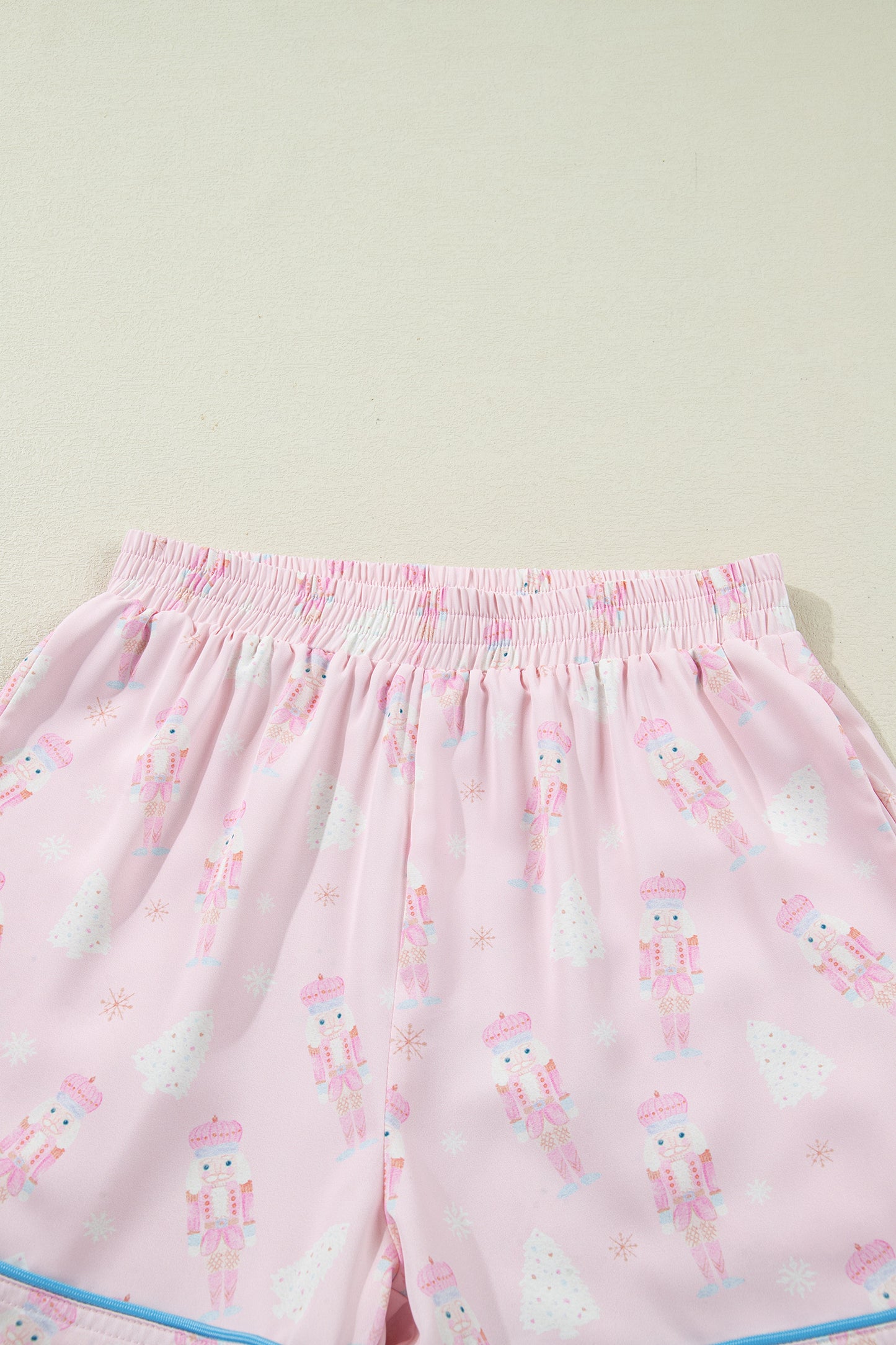 Pink Bow Tie Front Christmas Nutcracker Long Sleeve Shirt Shorts Pajama Set