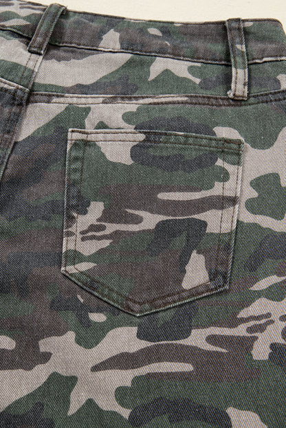 Green Camo Cargo Wide Leg Pants