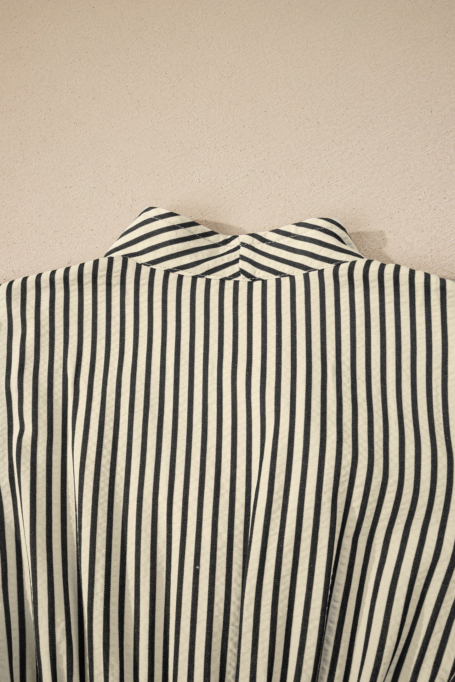 Green Stripe V Neck Zip Front Cinched High Waist Midi Dress