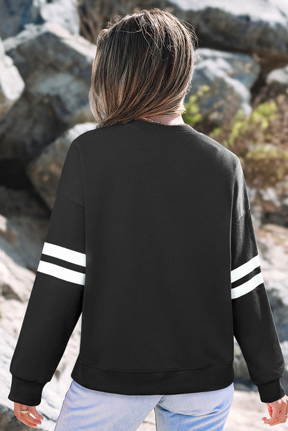 Evergreen Varsity Striped Detail Drop Shoulder Oversized Sweatshirt