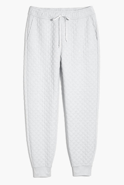 White Quilted Hoodie and Sweatpants Two Piece Set - L & M Kee, LLC