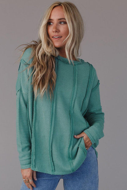 Exposed Seam Waffle Knit Loose Top - L & M Kee, LLC