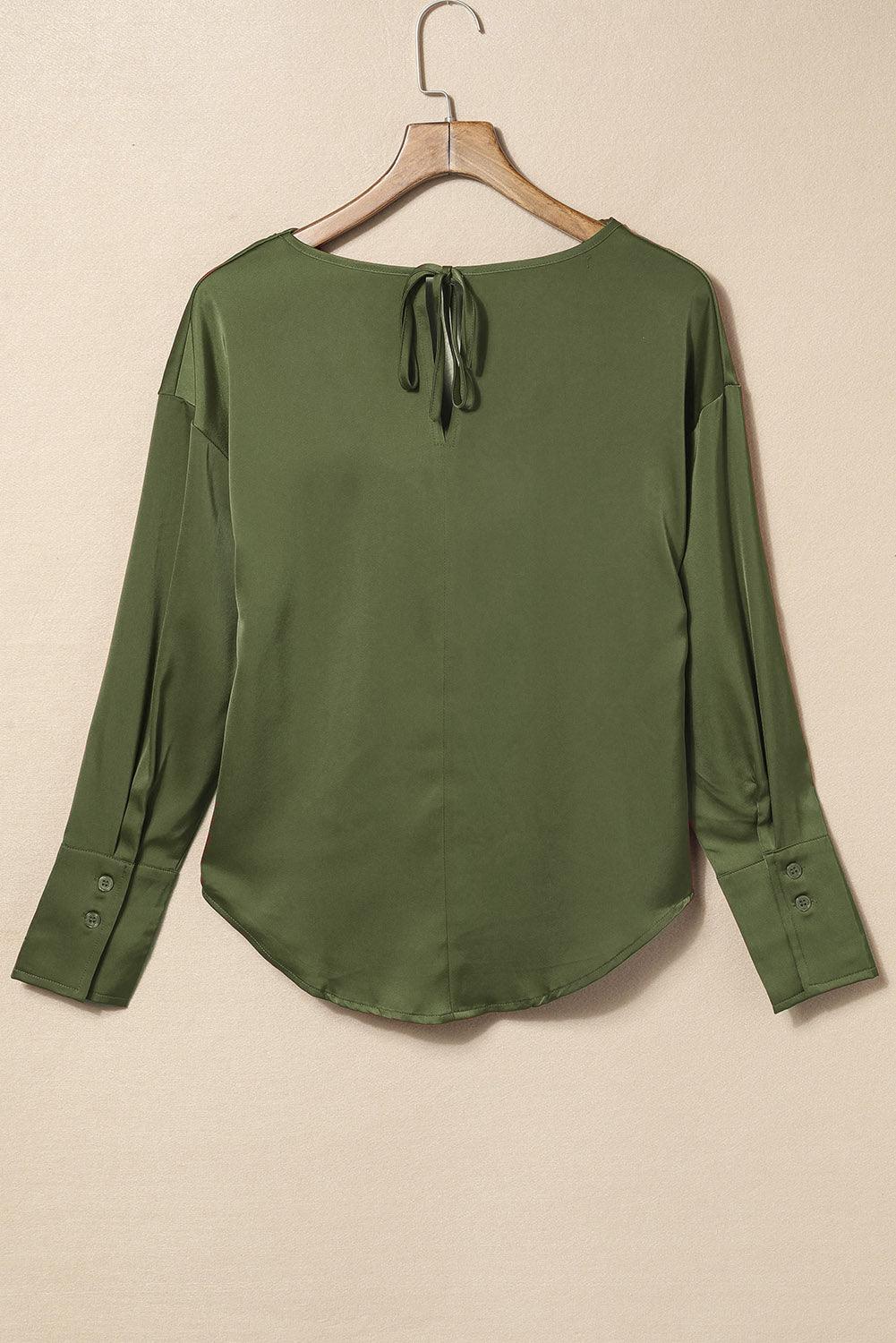 Cowl Neck Long Sleeve Elegant Blouse - L & M Kee, LLC