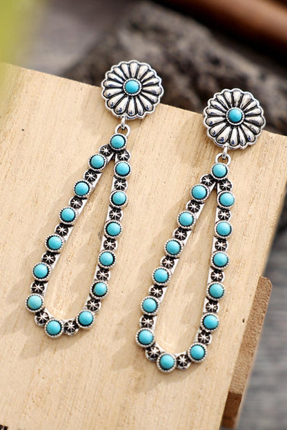 Flower Turquoise Western Fashion Earrings - L & M Kee, LLC