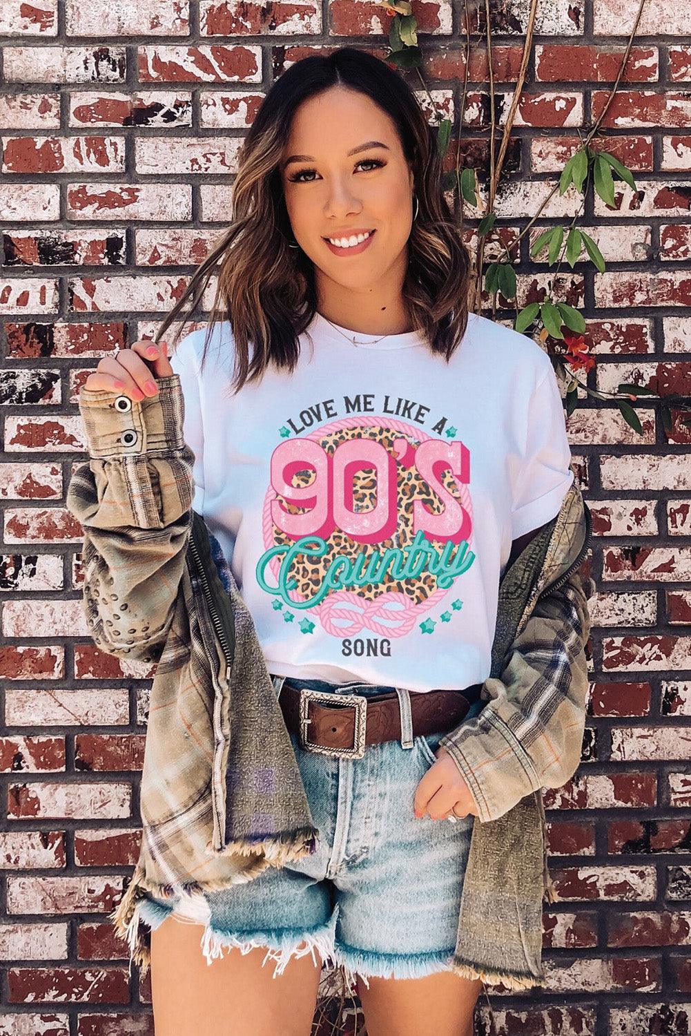White LOVE ME LIKE A 90’S COUNTRY SONG Graphic Tee - L & M Kee, LLC
