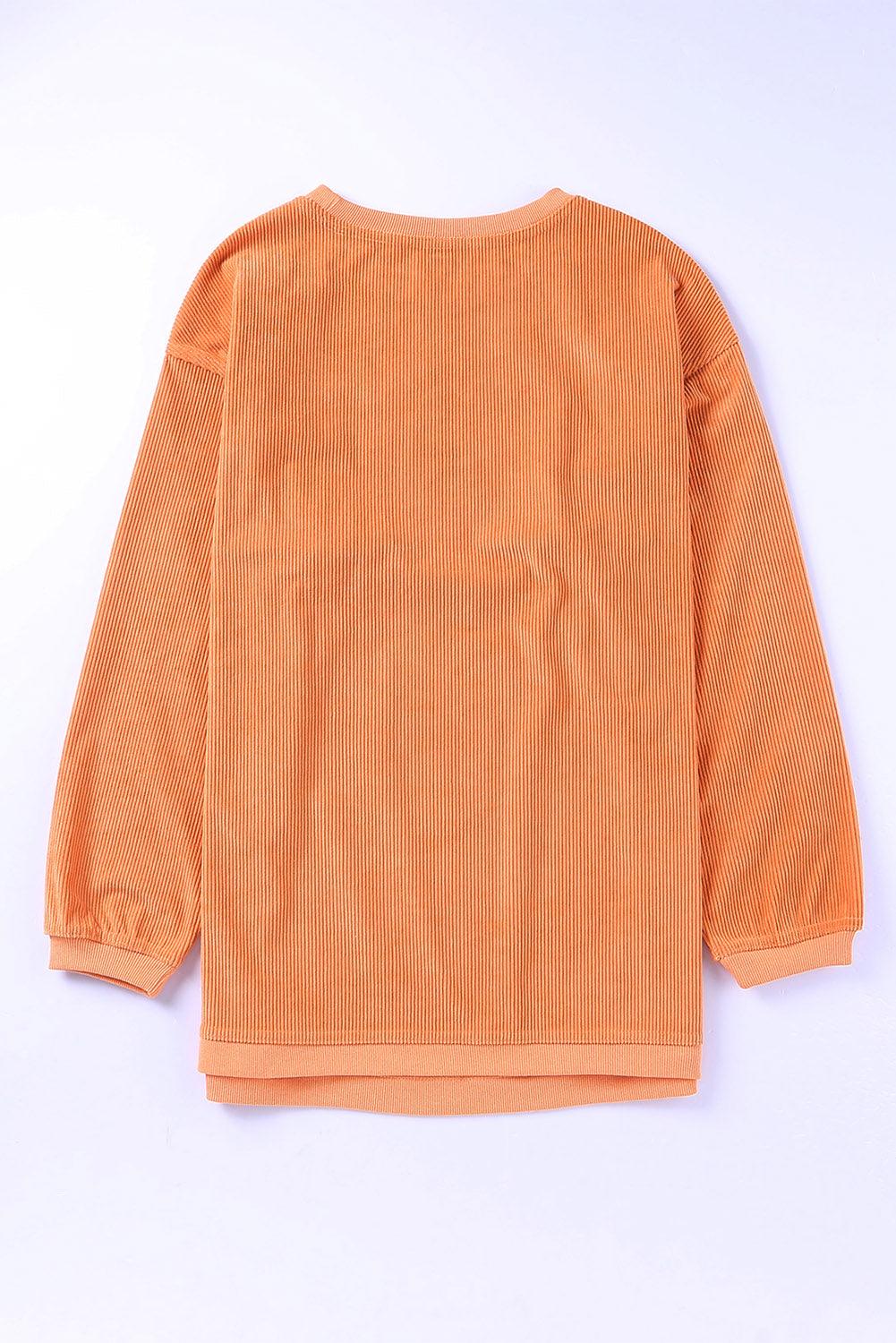 Orange JOLENE Ribbed Corded Oversized Sweatshirt - L & M Kee, LLC