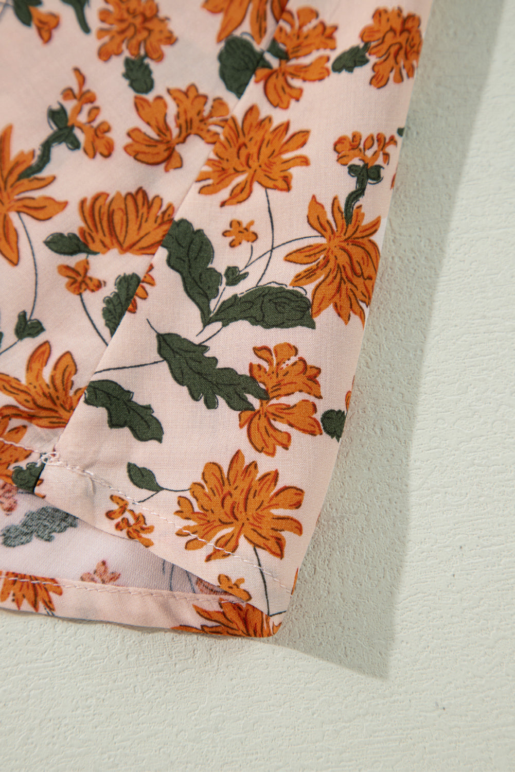 Black Floral Deep V Neck Smocked Bust Bubble Sleeve Babydoll Dress