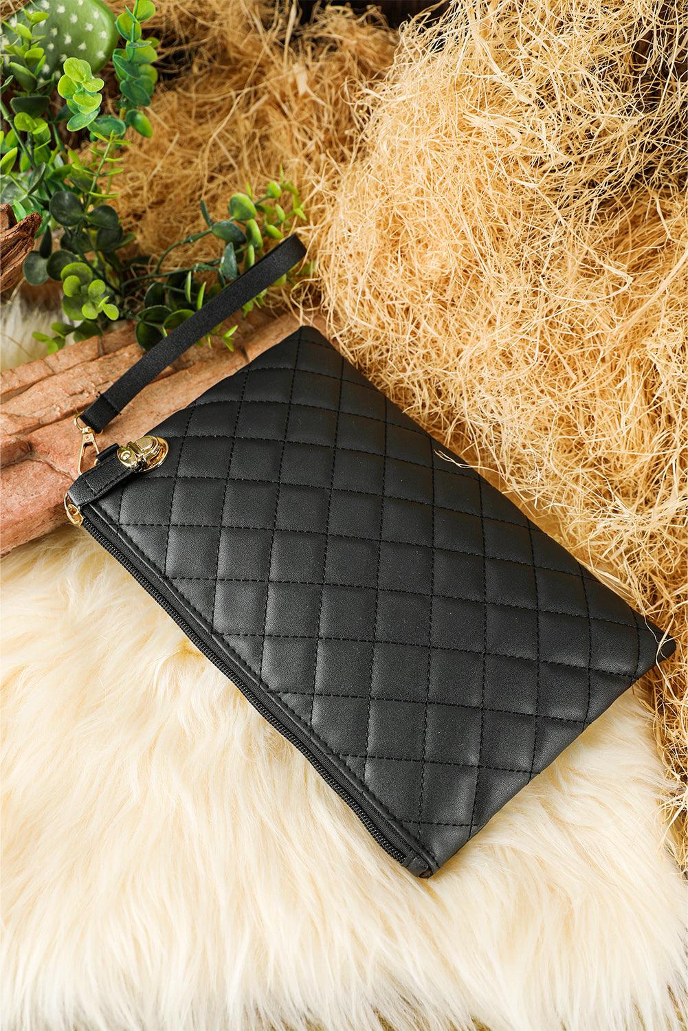 Black Quilted Leather Wallet Bag