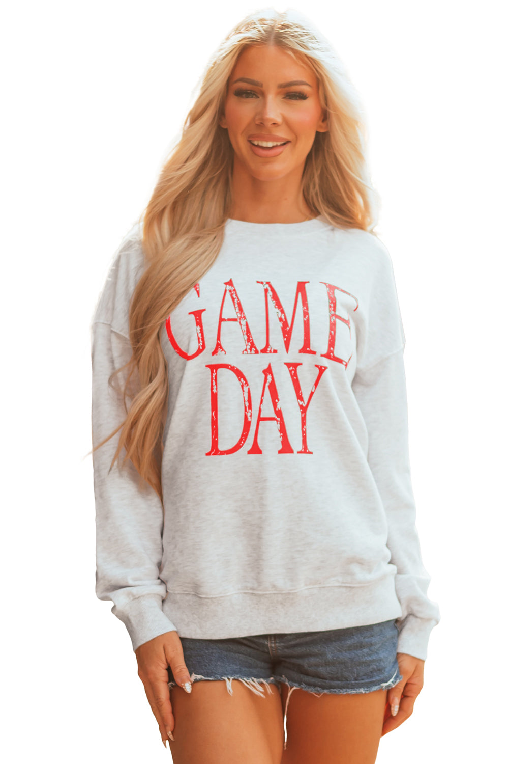 Red Vintage Washed GAME DAY Graphic Baggy Sweatshirt
