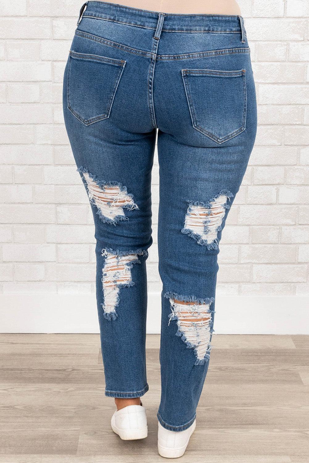 Plus Size Distressed Ripped Skinny Jeans - L & M Kee, LLC