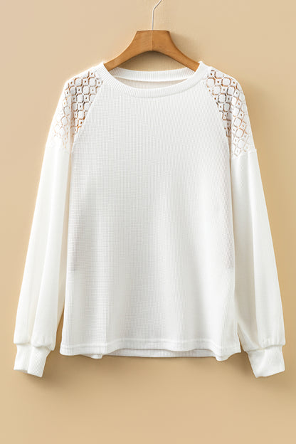 Chestnut Lace Long Sleeve Textured Pullover