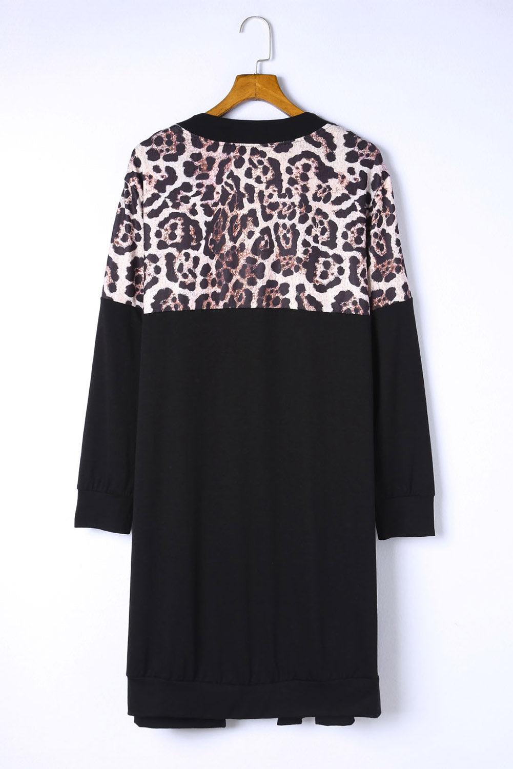 Red Printed Leopard Detail Plus Size Cardigan - L & M Kee, LLC