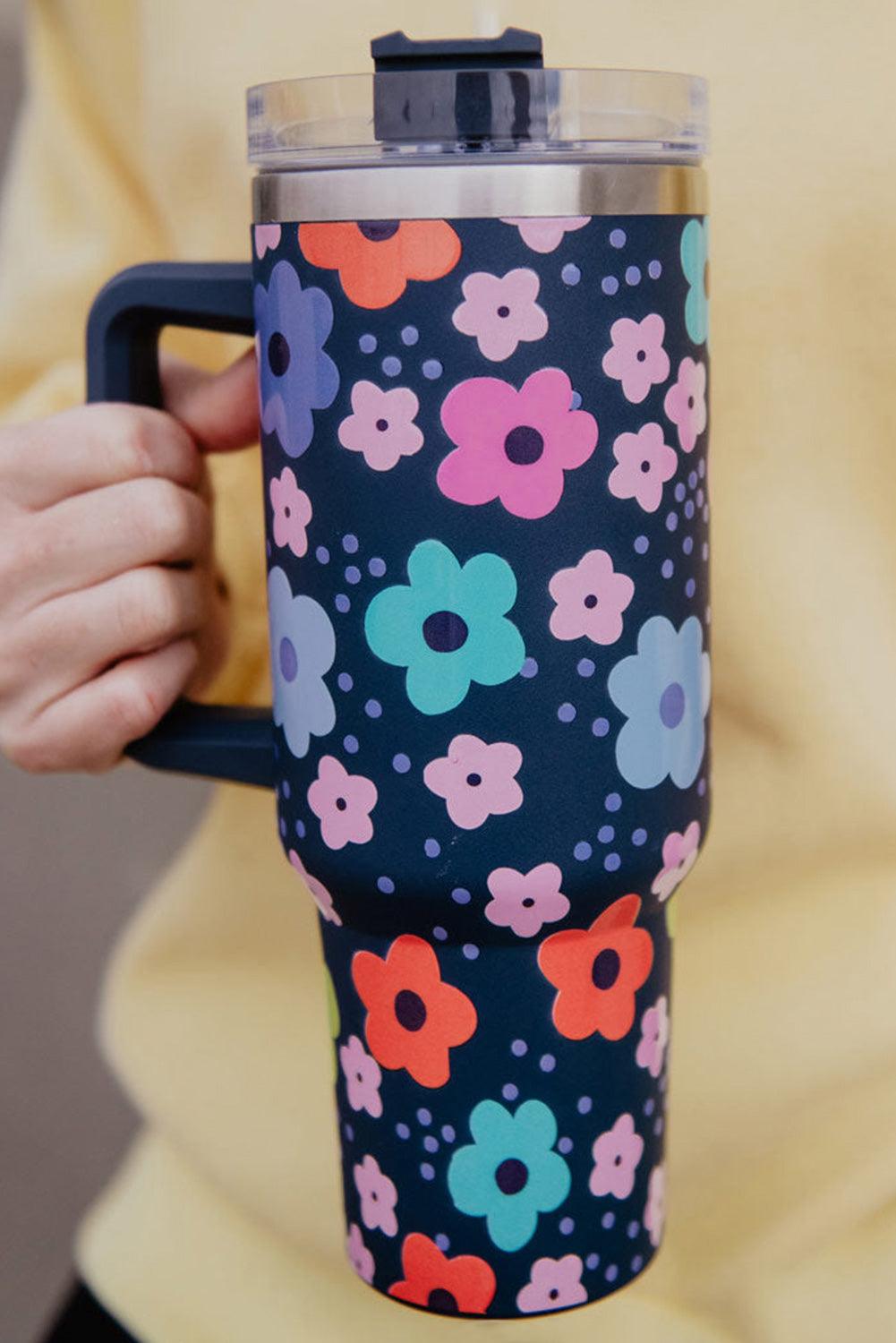 Multicolor Cute Floral 304 Stainless Tumbler Thermos Cup - L & M Kee, LLC