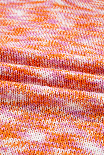 Orange Vibrant Abstract Print Drop Shoulder V Neck Tunic Oversized Sweater