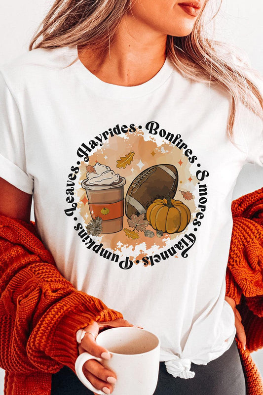 Pumpkin Rugby Graphic Print Short Sleeve T Shirt - L & M Kee, LLC
