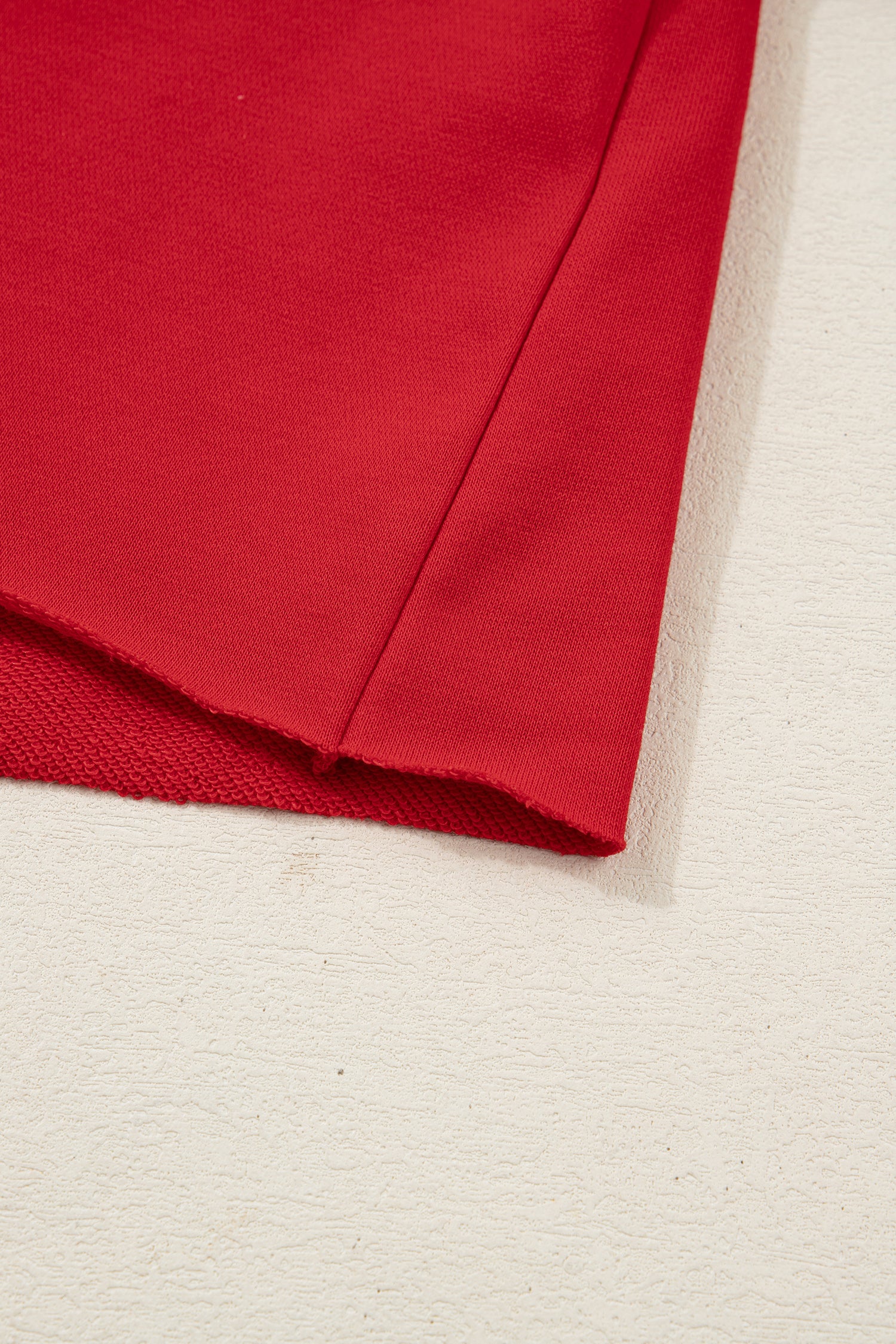 Tomato Red Christmas Tree Embroidered Notched Neck Cropped Sweatshirt