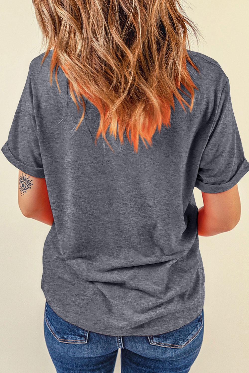 Gray Baseball Bowknot Graphic Casual Tee - L & M Kee, LLC