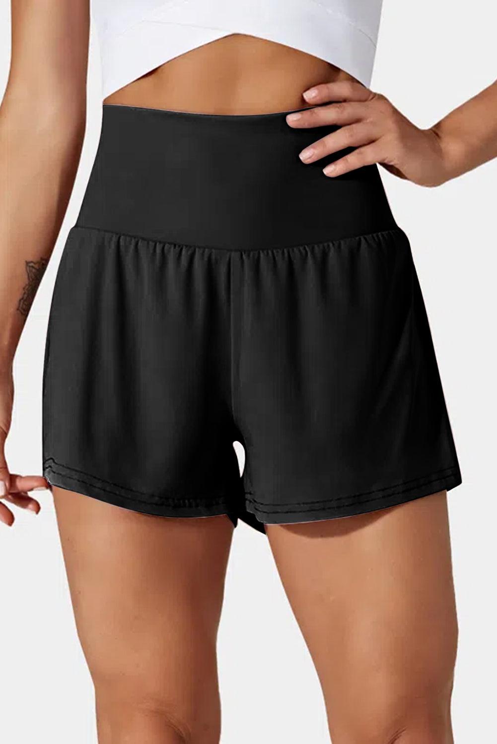 Black Pocketed Wide Waistband Swim Shorts - L & M Kee, LLC