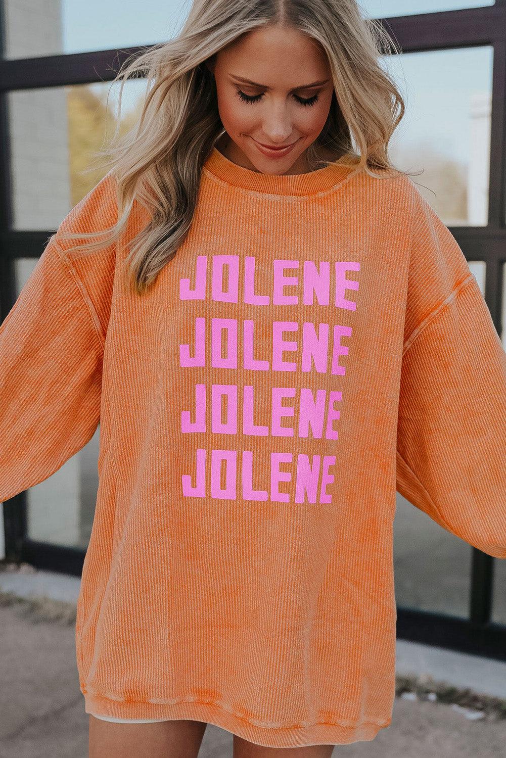 Orange JOLENE Ribbed Corded Oversized Sweatshirt - L & M Kee, LLC