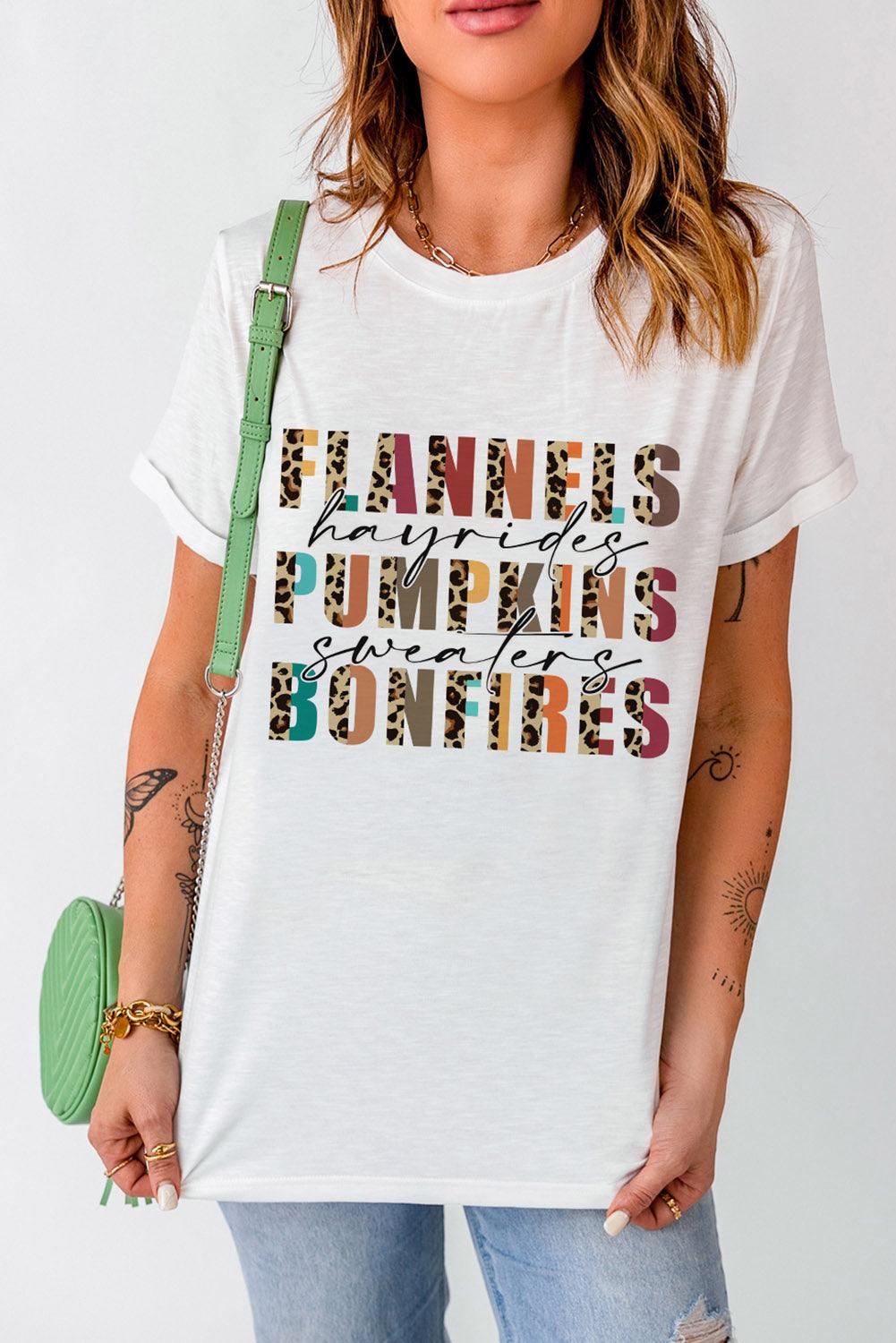 White Flannels Hayrides Pumpkins Sweaters Bonfires Tee - L & M Kee, LLC