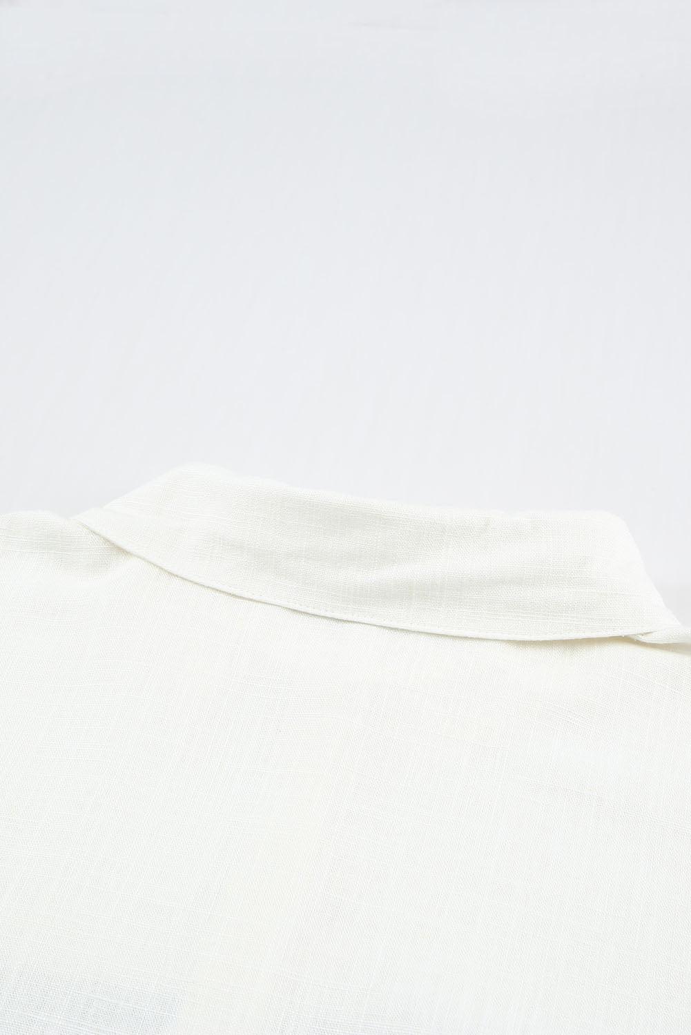 White Textured Solid Color Basic Shirt - L & M Kee, LLC