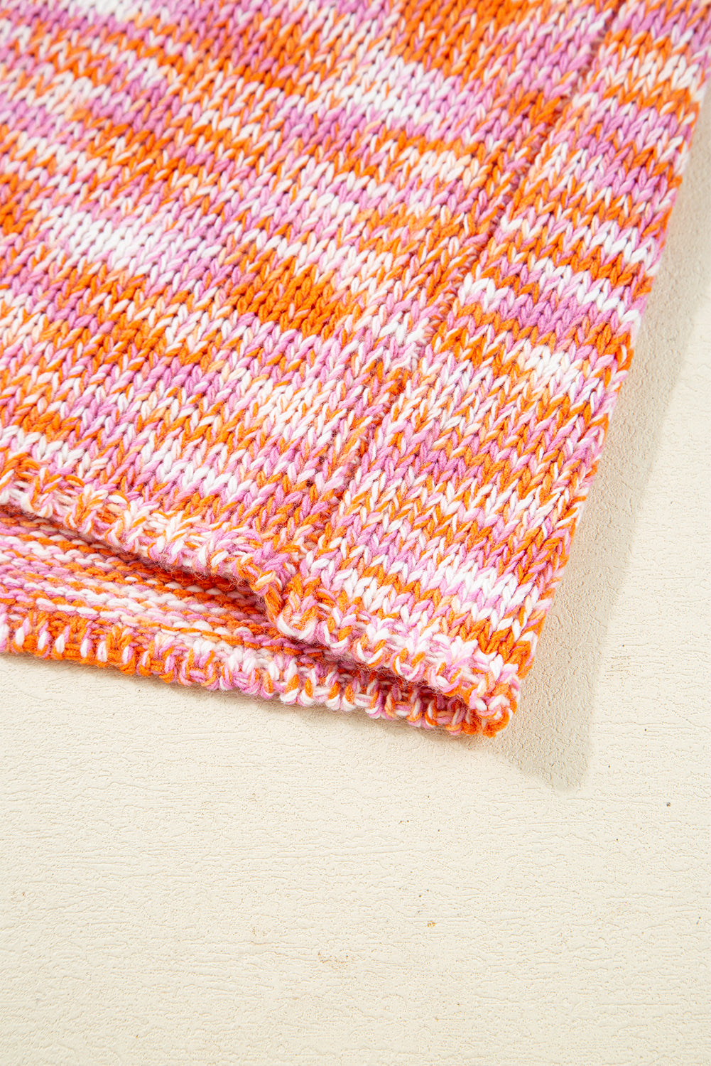 Orange Vibrant Abstract Print Drop Shoulder V Neck Tunic Oversized Sweater