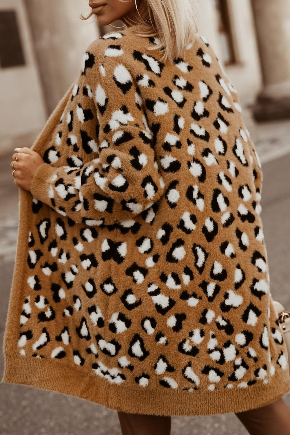 Leopard Print Fur Cardigan - L & M Kee, LLC