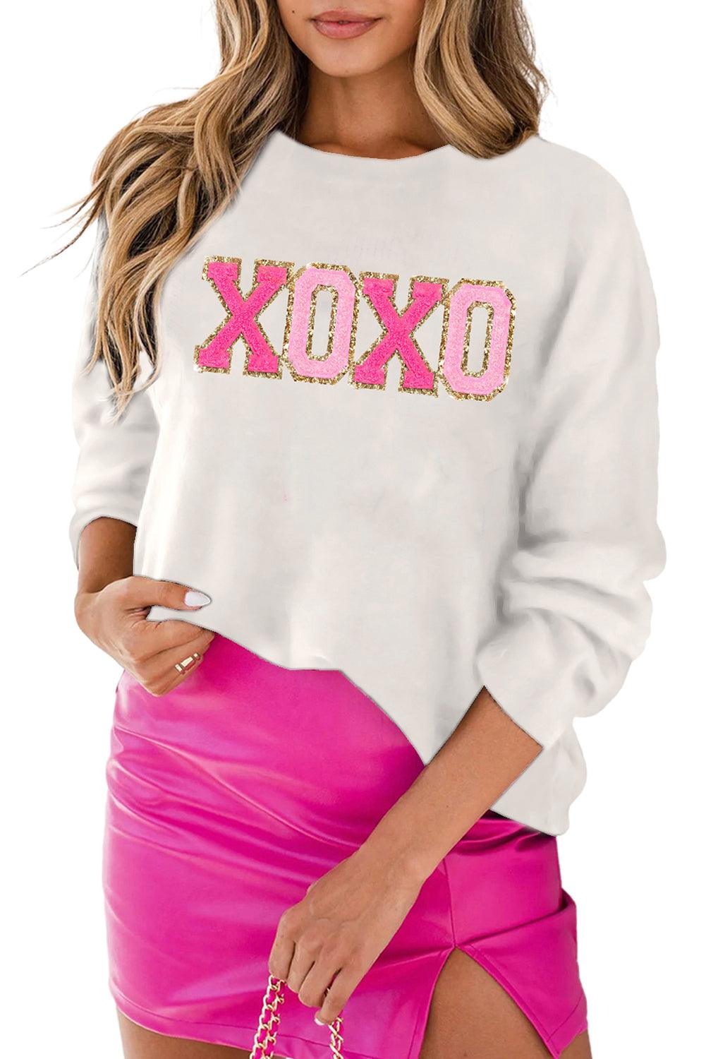 Pink Howdy Heart Graphic Round Neck Casual Sweater - L & M Kee, LLC