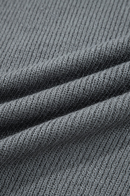 Medium Grey Raw Edge Uneven Hem Patchwork Drop Shoulder Sweater