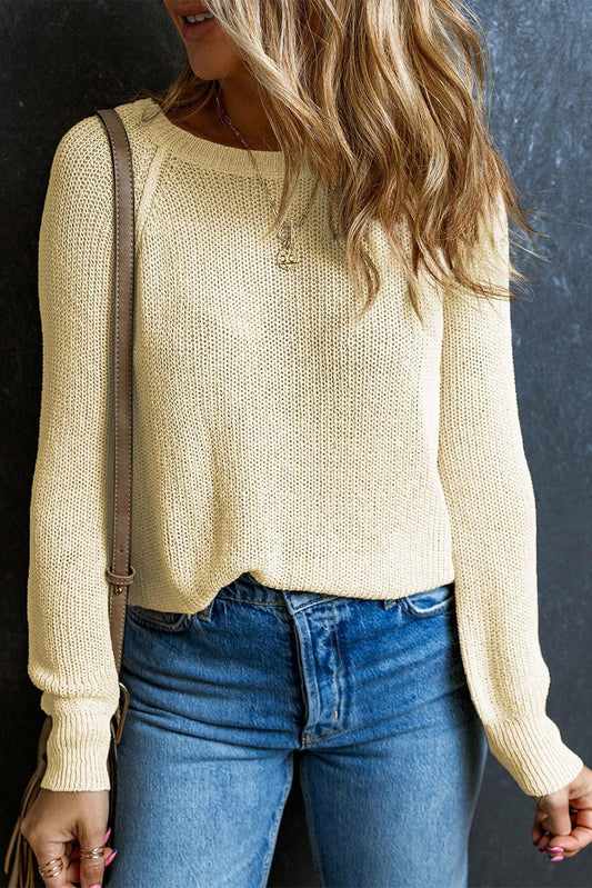 Raglan Sleeve Crewneck Casual Sweater - L & M Kee, LLC