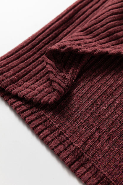 Wild Ginger Plus Size Ribbed Button Decor Long Sleeve Loose Top