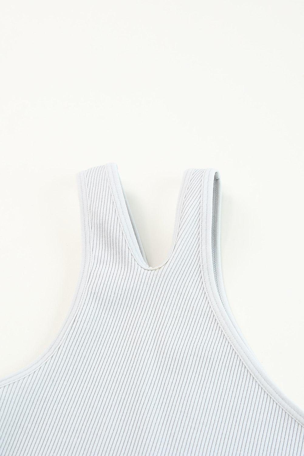 Single Split Shoulder Ribbed Cropped Sports Top - L & M Kee, LLC