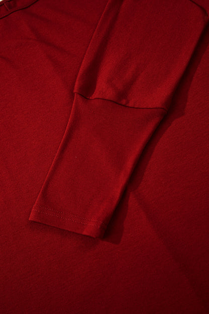 Red Dahlia Solid Color Extended Cuffs Long Sleeve Top