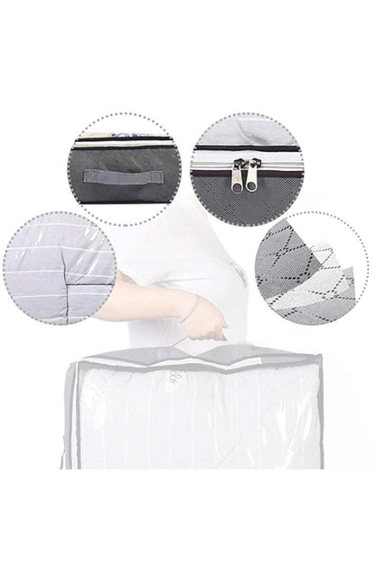 Gray Foldable Clear Window Zipper Storage Bag