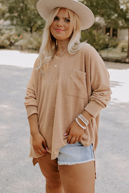 Parchment Plus Size Drop Shoulder Knit Tunic Top