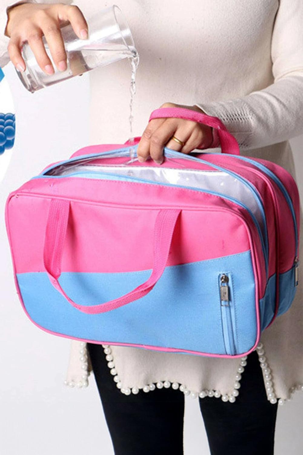 Bonbon Color Block Multi Zip Pocket Portable Yoga Bag - L & M Kee, LLC