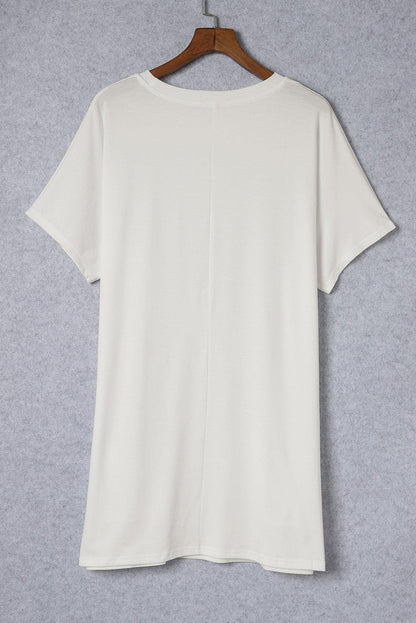 White Side Pockets Short Sleeve Tunic Top - L & M Kee, LLC