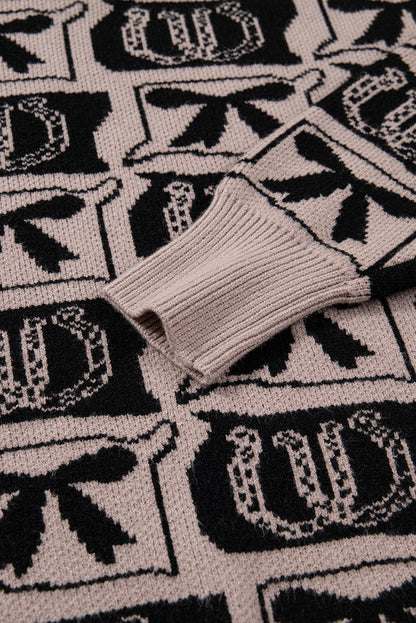 Black Bows & Horseshoes Pattern Western Fashion Print Sweater