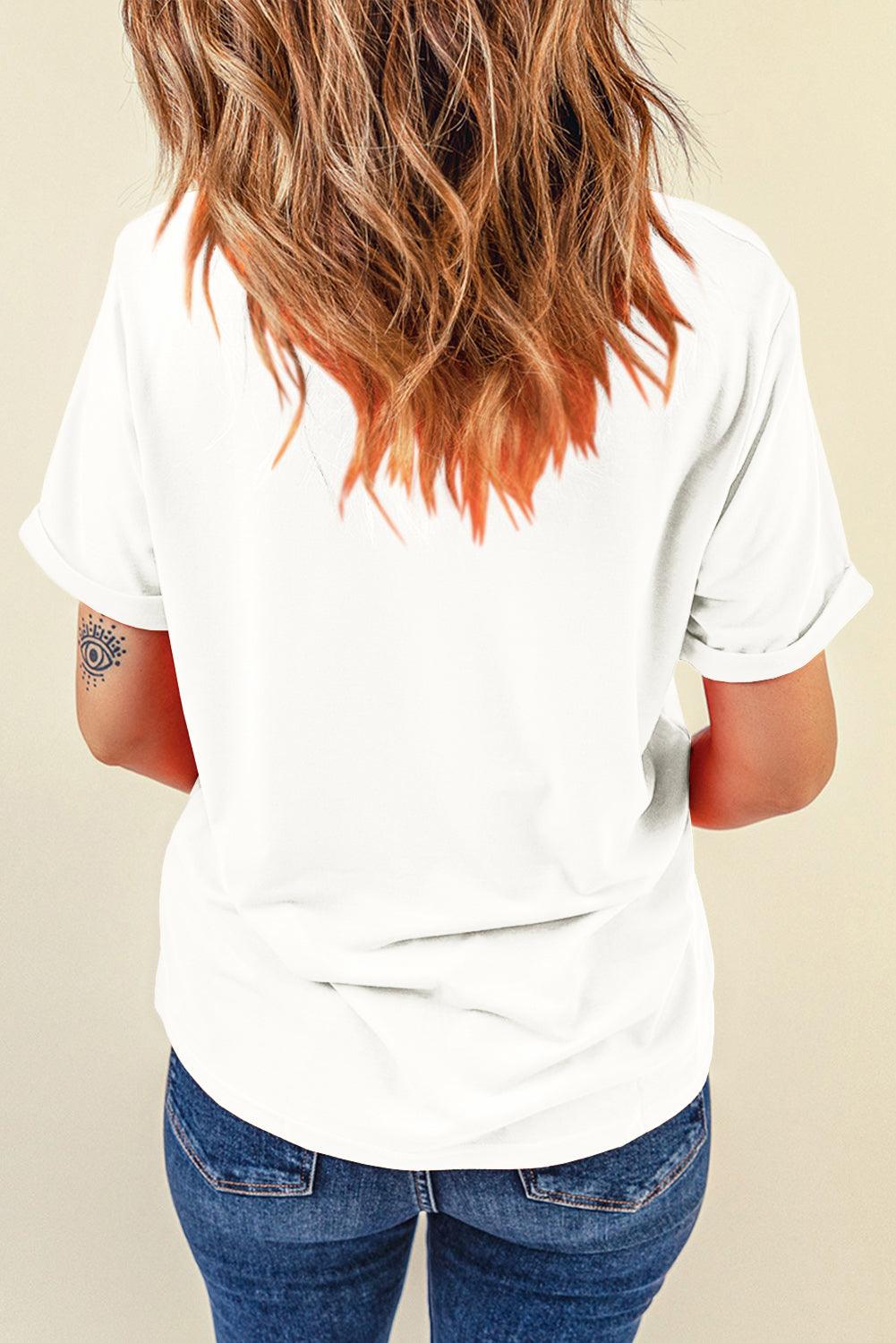 White Pearl Heart Bowknot Graphic T Shirt - L & M Kee, LLC