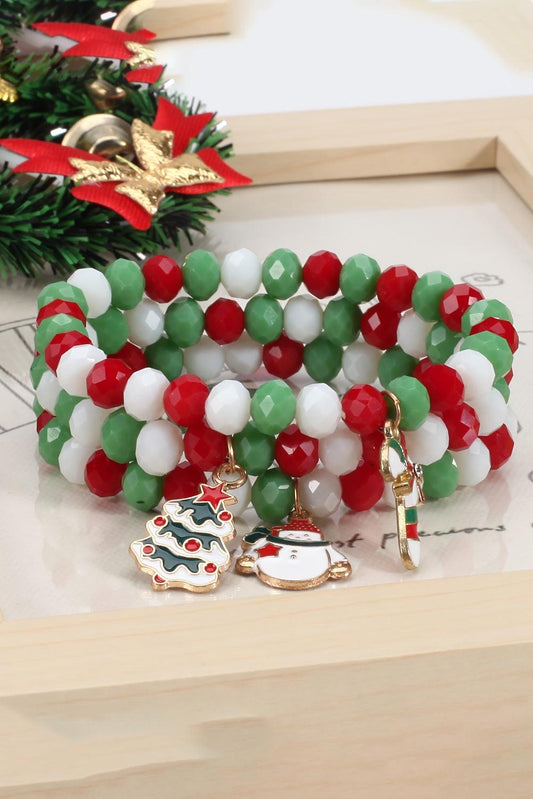 Multicolor Polyhedral Beads Christmas Multi-layer Bracelet - L & M Kee, LLC