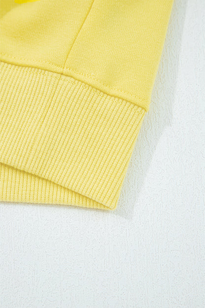 Bright Green Drop Shoulder Puff Sleeve Crop Pullover Drawstring Wide Leg Pants Set