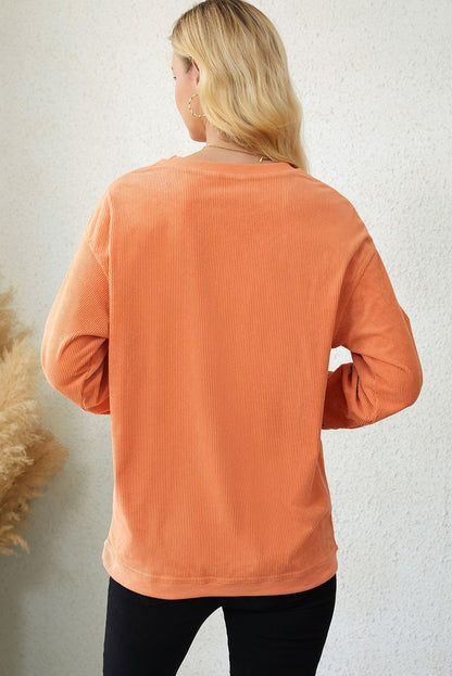 Orange JOLENE Ribbed Corded Oversized Sweatshirt - L & M Kee, LLC