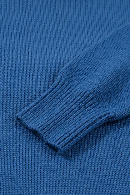 Dusk Blue Howdy Embroidered Graphic Western Sweater