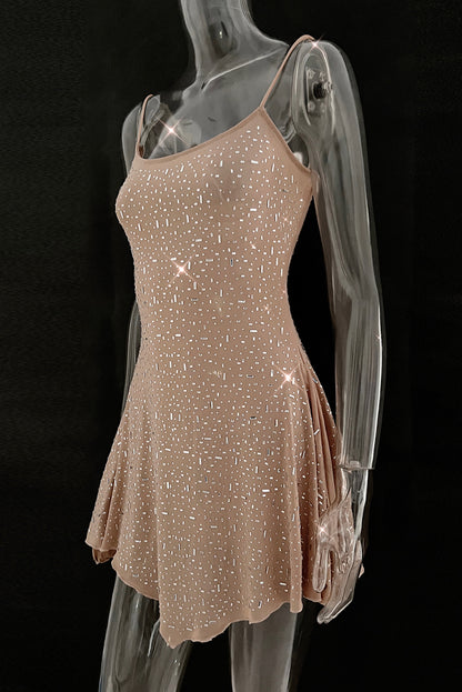 Clay Spaghetti Straps Rhinestone Hot Nightclub Dress